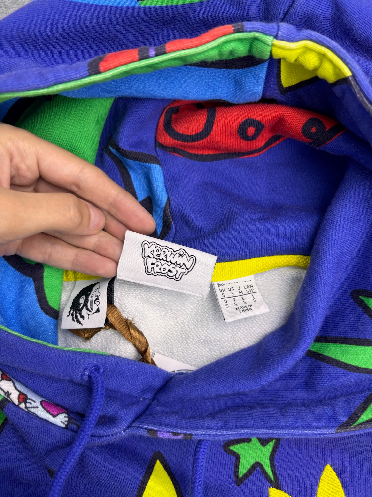Adidas x Kerwin Frost AOP Psychodelic Cartoon Abstract Hoodie Graphic Collaboration Art RARE