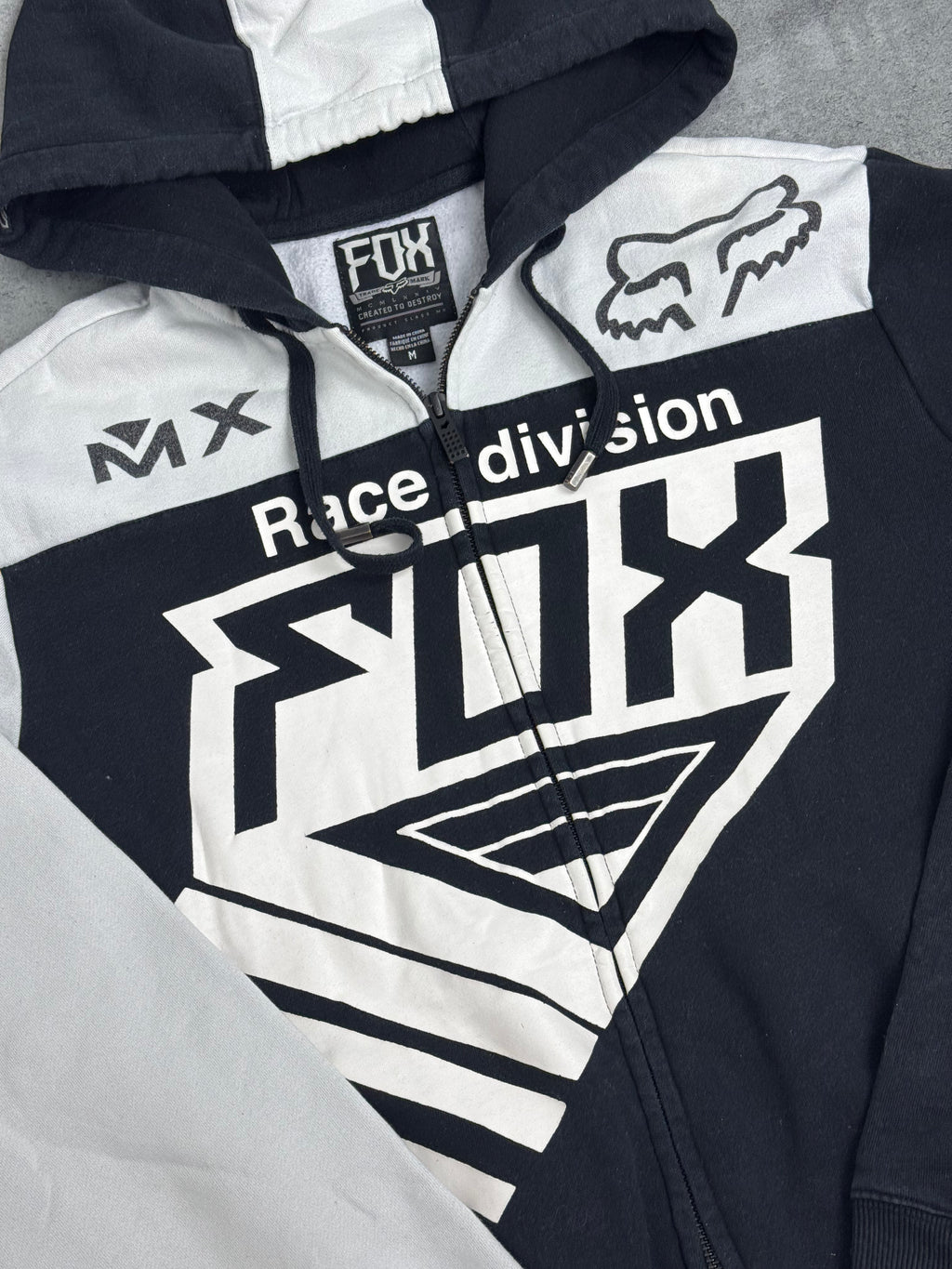 Fox Racing Bluza Wyścigowa y2k Rozpinana z Kapturem 2000s Vintage