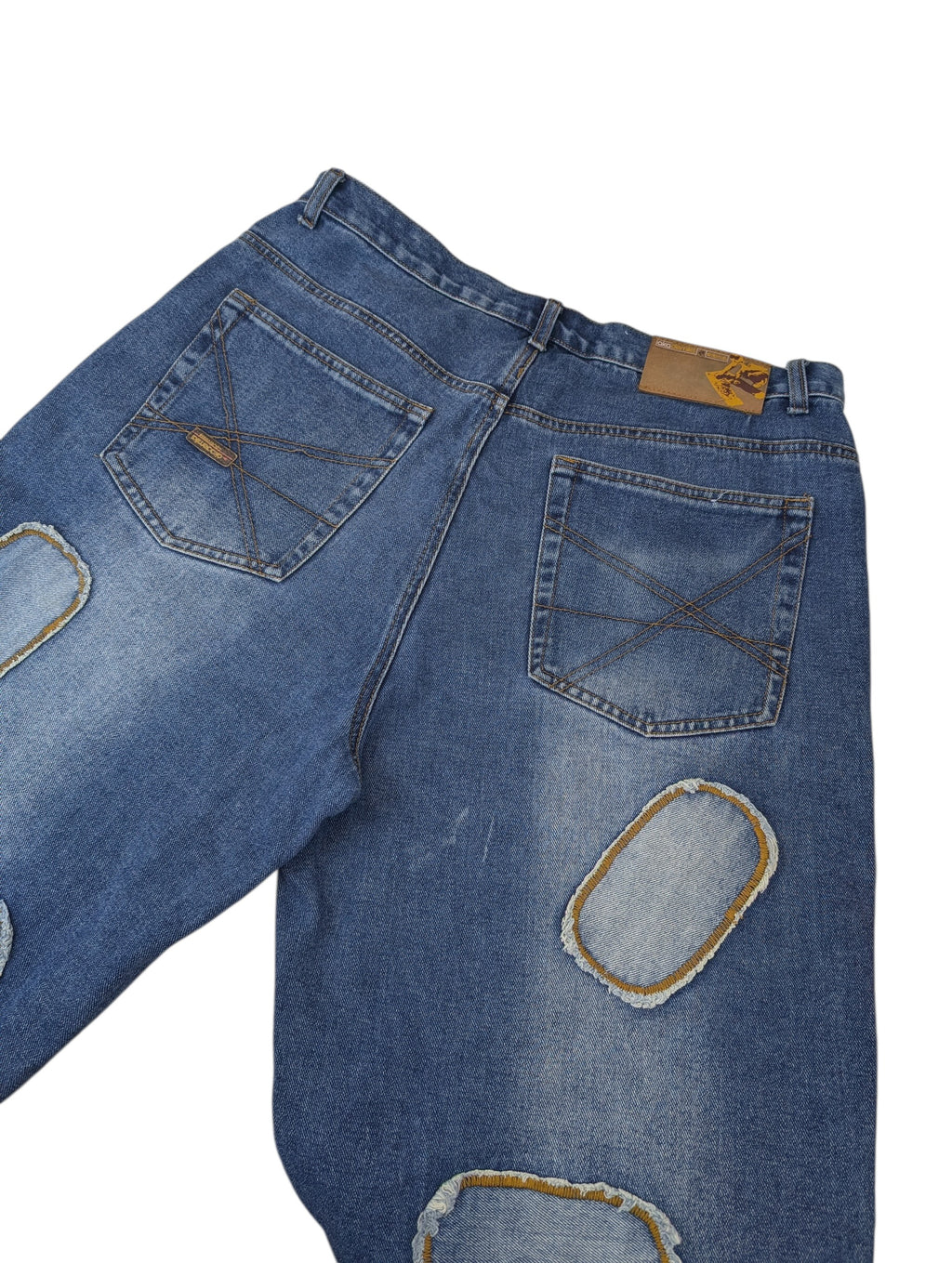 Akademiks y2k vintage baggy skater spodnie jeansy jeansowe patchwork