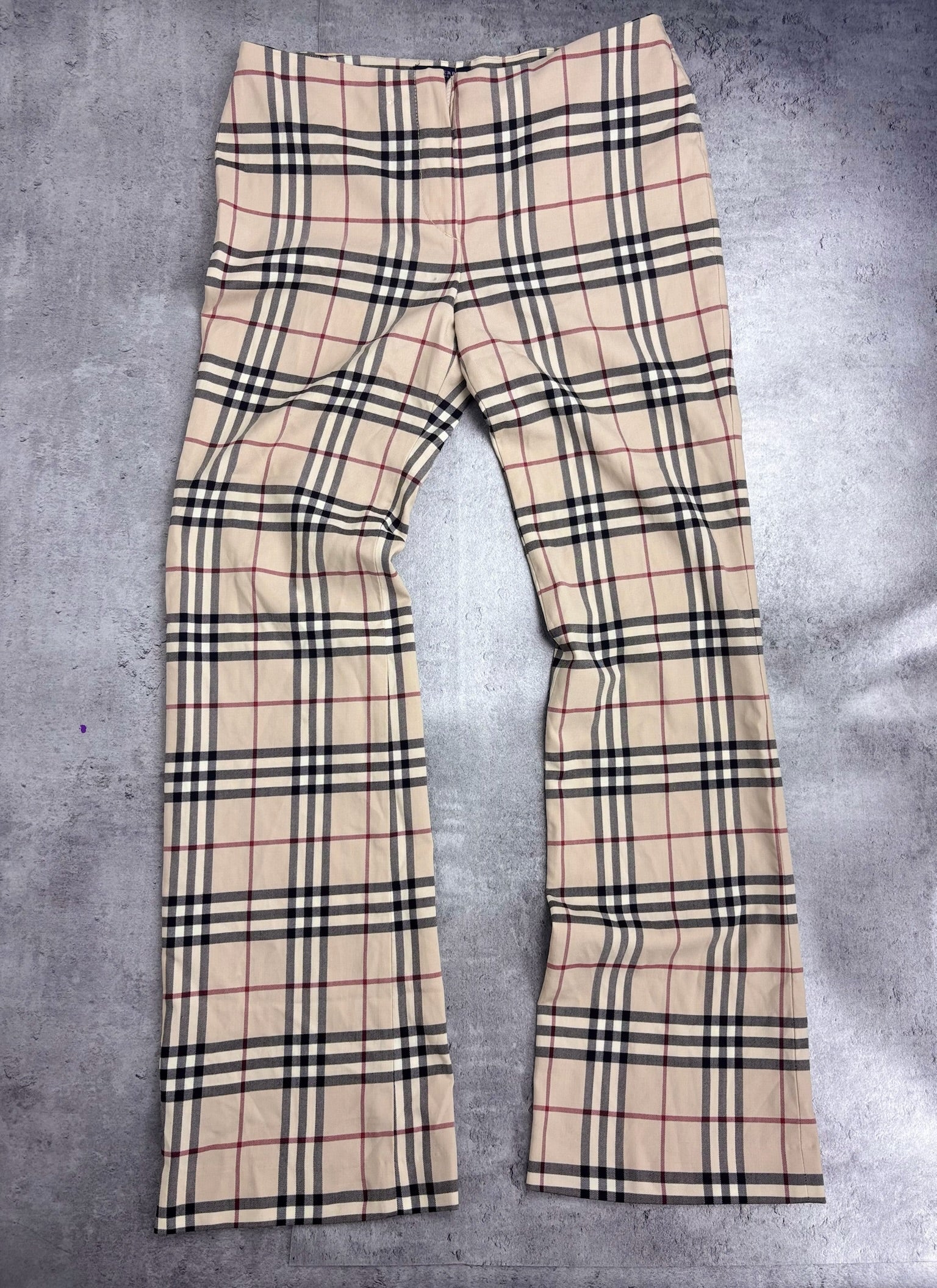 RARE Burberry 100% Wool Flared Pants Premium Designer HighEnd Checkered Spodnie Eleganckie Wełniane
