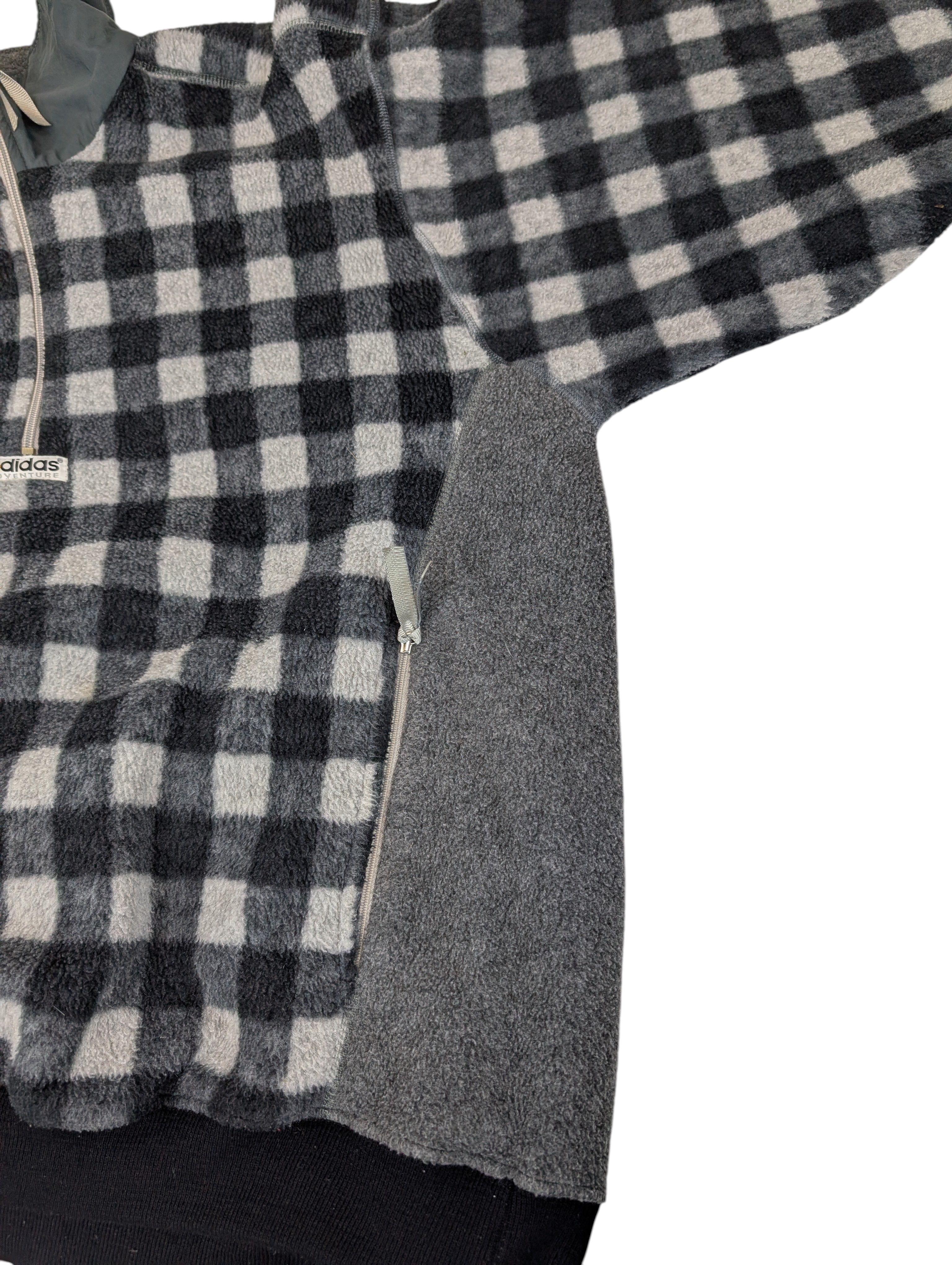 Crazy Adidas Adventure Quarter Zip Polartrec Fleece Vintage bluza w kratkę 90s Polar