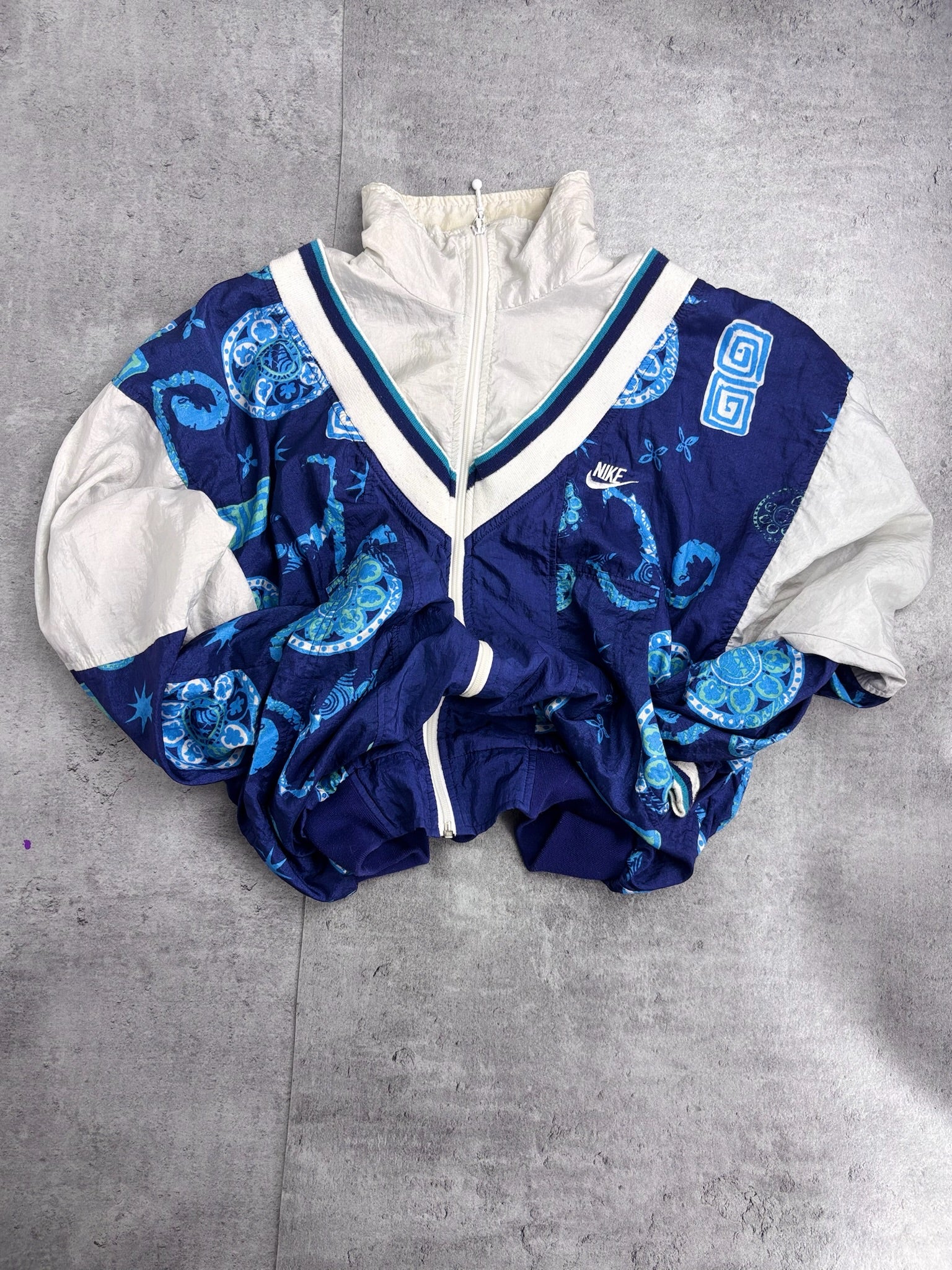 Rare 90s Nike Zip Up Windbreaker Track Jacket with Graphic Vintage Kurtka