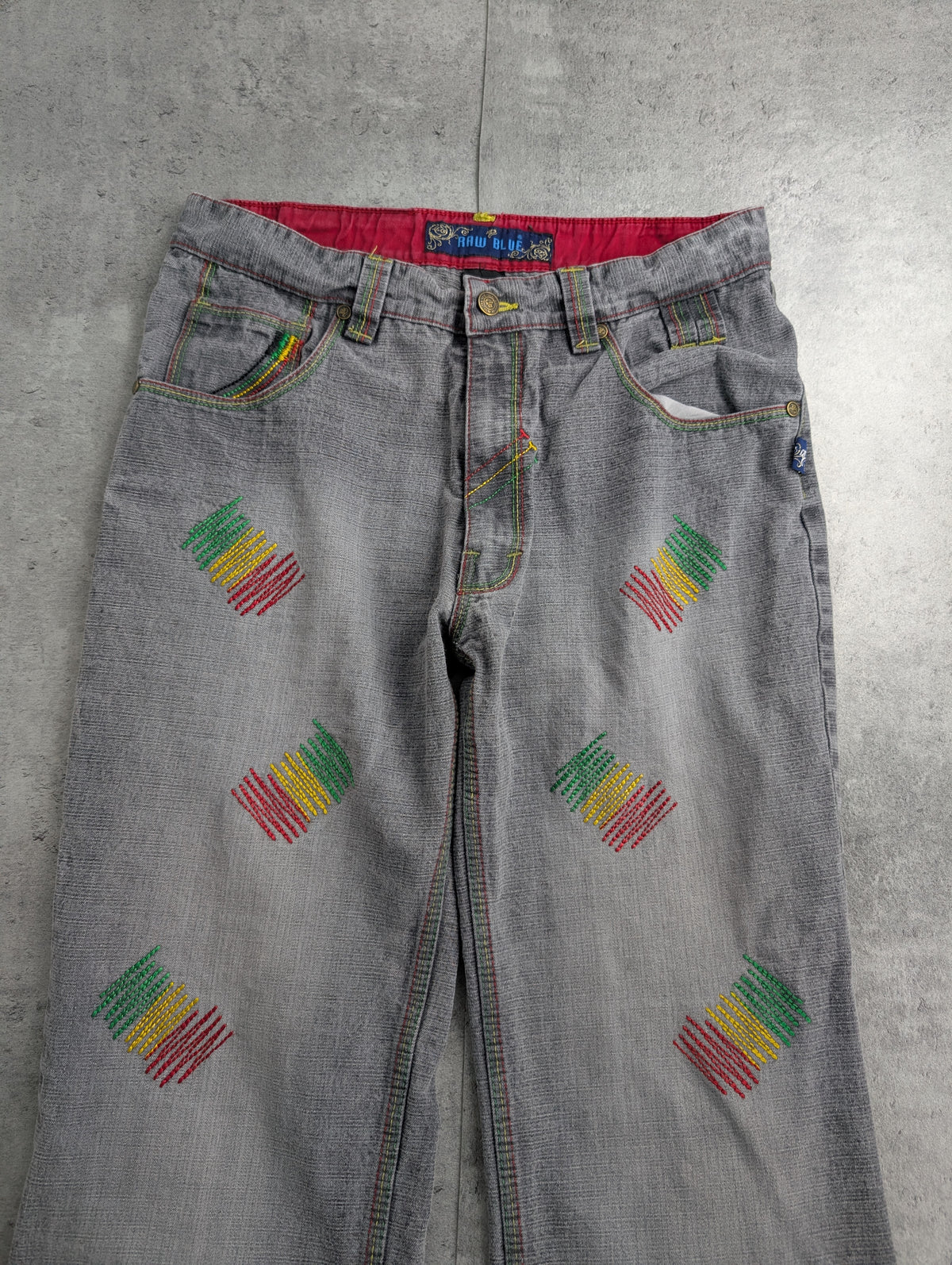 Raw Blue Vintage Baggy Reggea Spodnie Jeansowe Jeans