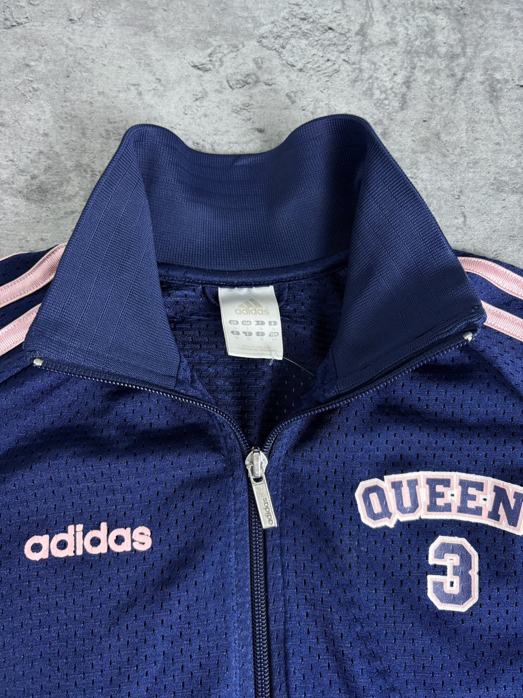 2004 Adidas Queens Vintage Tracksuit Jacket Jersey Mesh