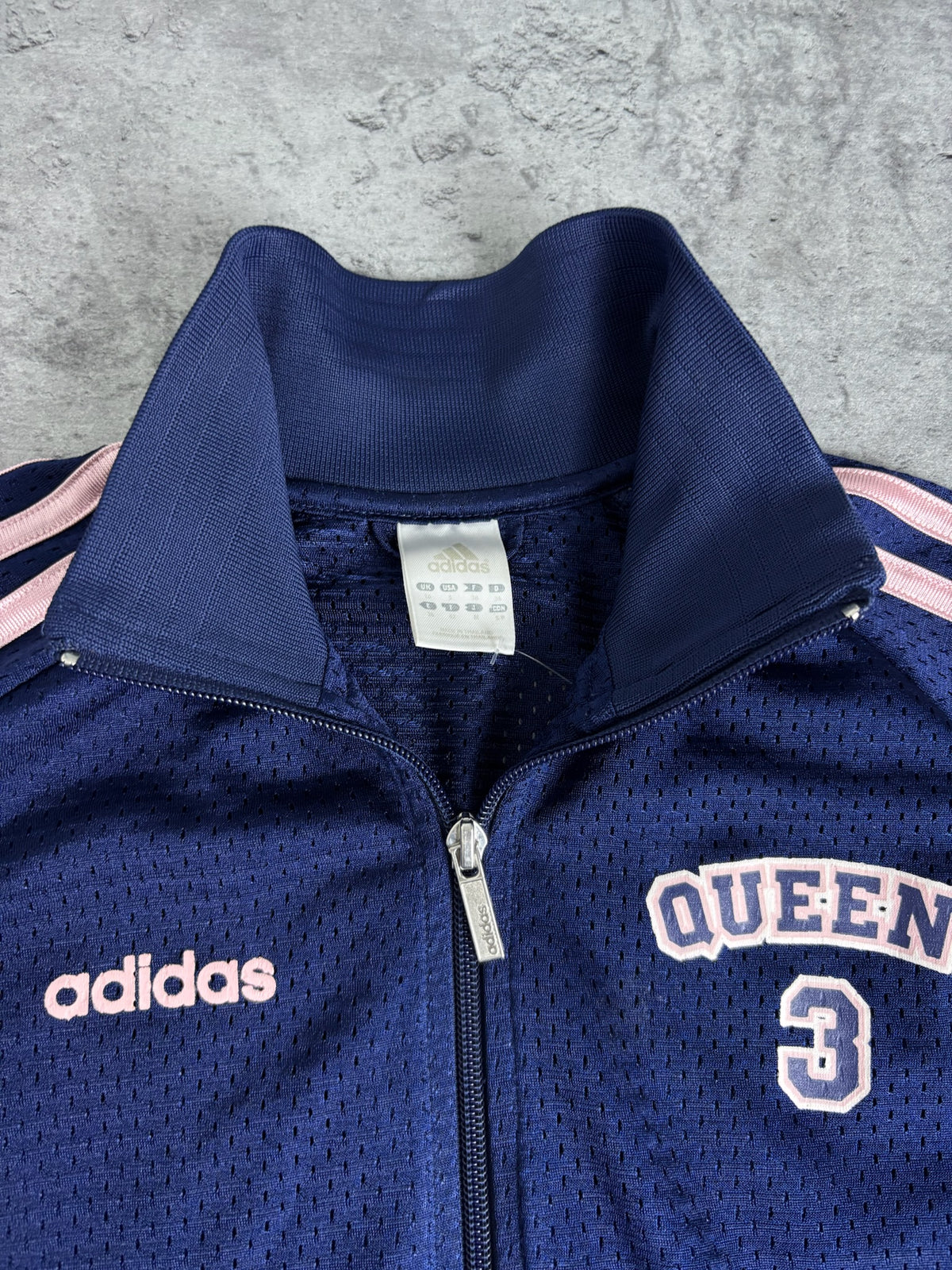 2004 Adidas Queens Vintage Tracksuit Jacket Jersey Mesh