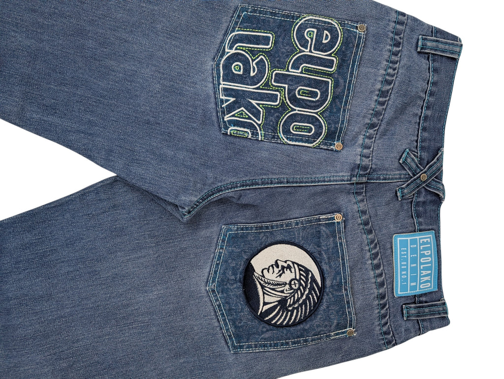 ElPolako El Polako Y2K proste baggy męskie spodnie jeansowe jeansy hiphop skater rap