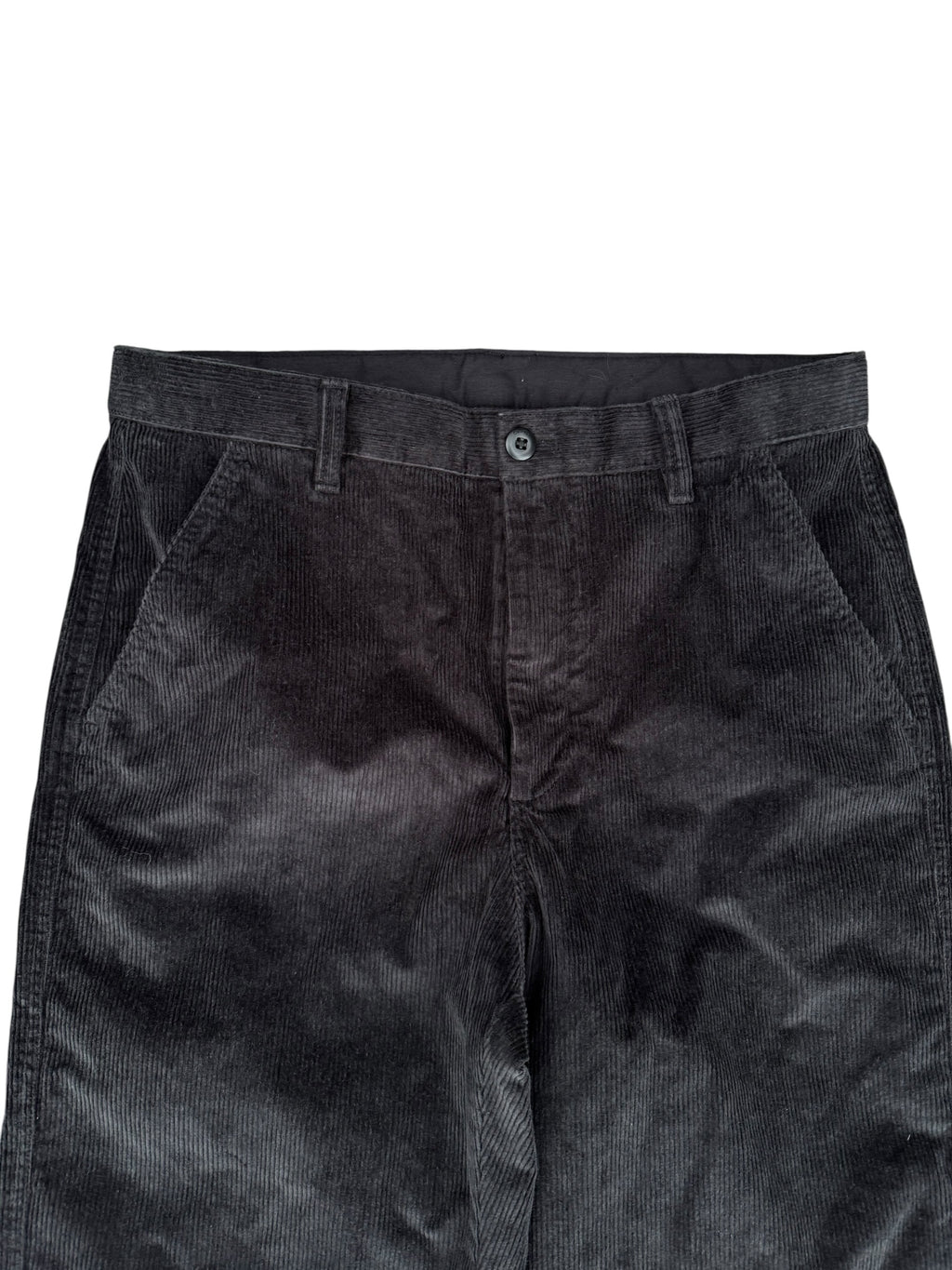 Calvin Klein 90s Straight Spodnie Sztruksowe Czarne Proste Szerokie Eleganckie