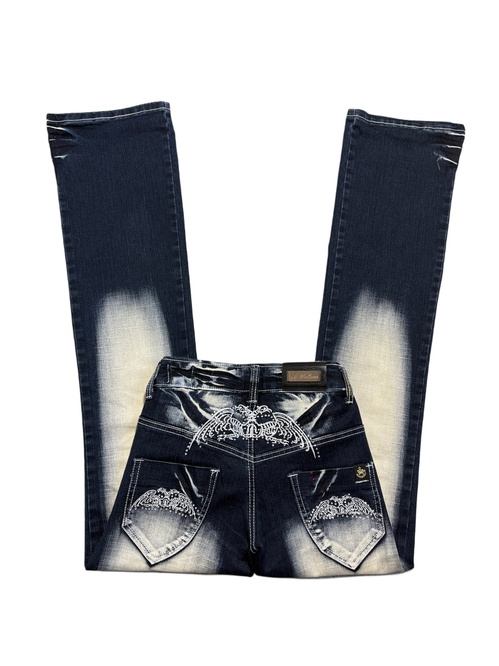 2000s flare tribal blue queen washed jeans y2k dzwony