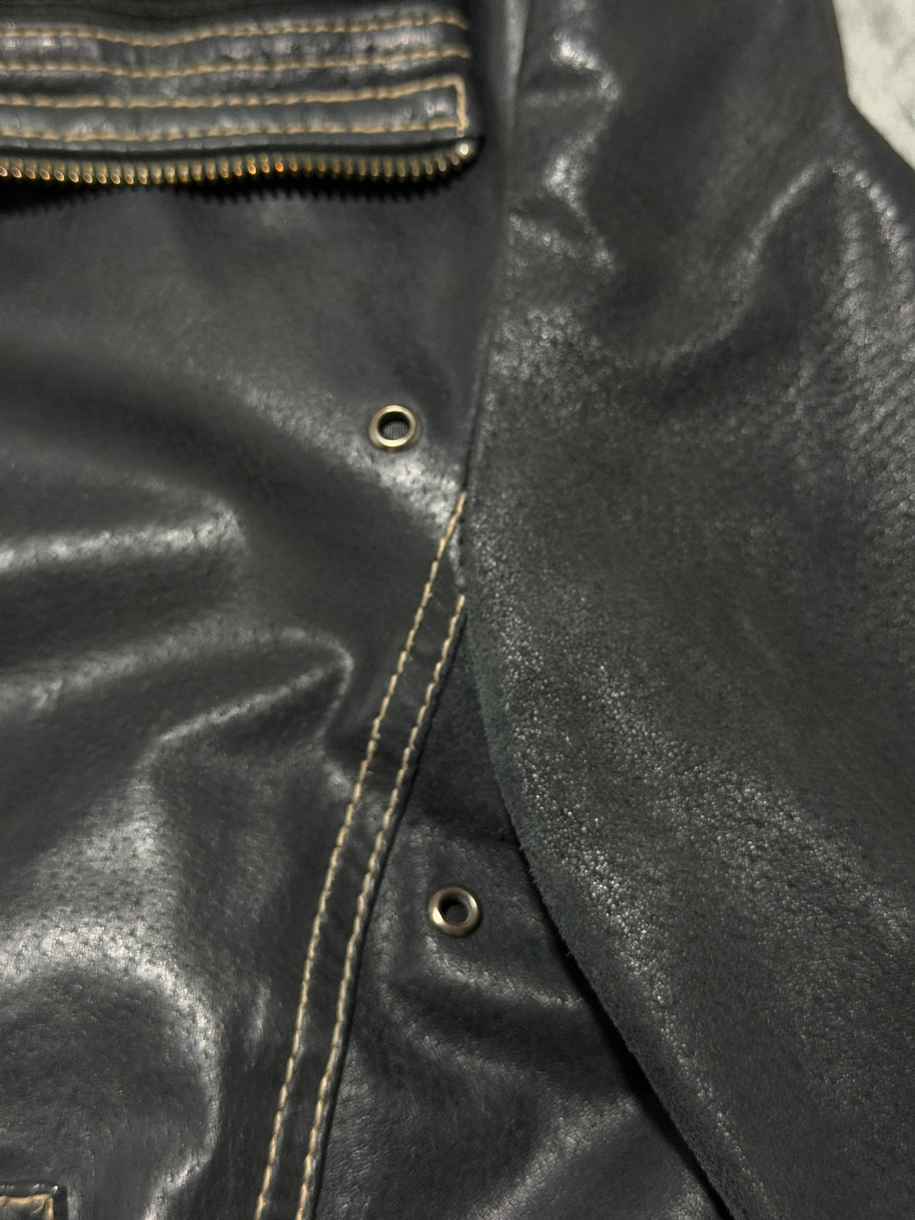 90s Vintage real Leather Jacket avantgarde kurtka skórzana