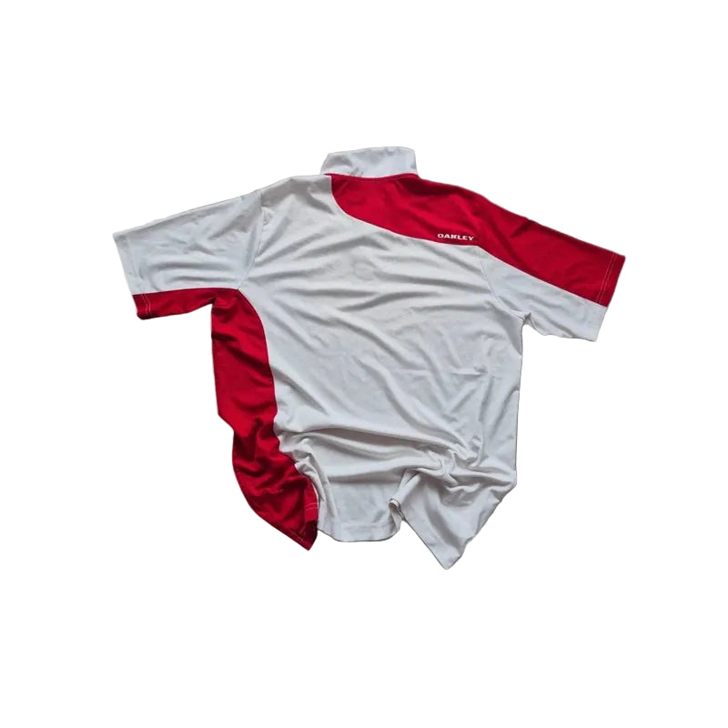 oakley polo sportowe shirt bialo czerwona