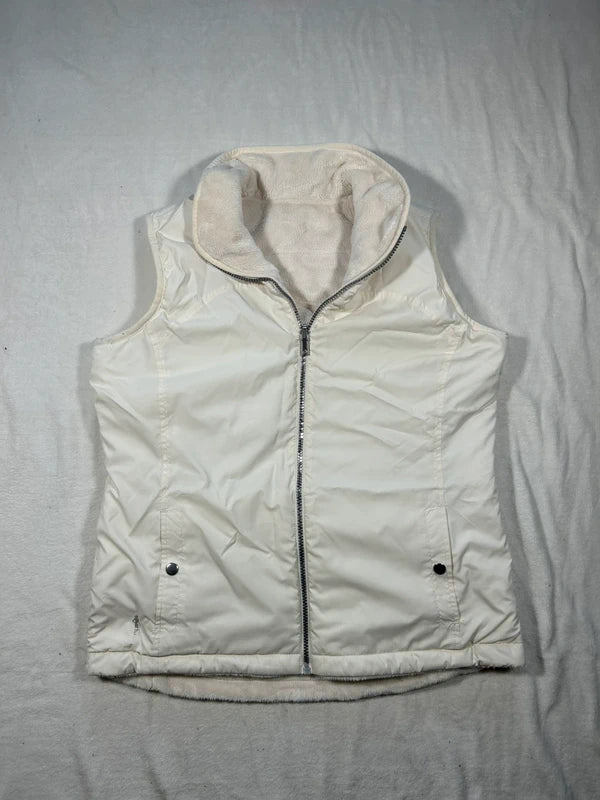 white fur vest polar reversible Glenmuir - damski bezrękawnik dwustronny