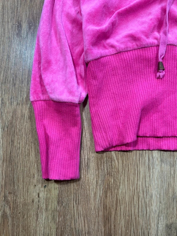 Y2k swag neon pink hoodie zip up velour woman - bluza zip z kapturem