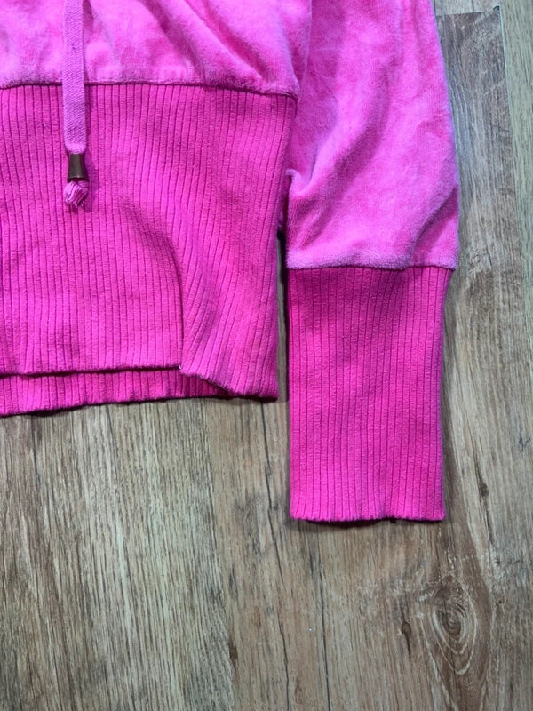 Y2k swag neon pink hoodie zip up velour woman - bluza zip z kapturem