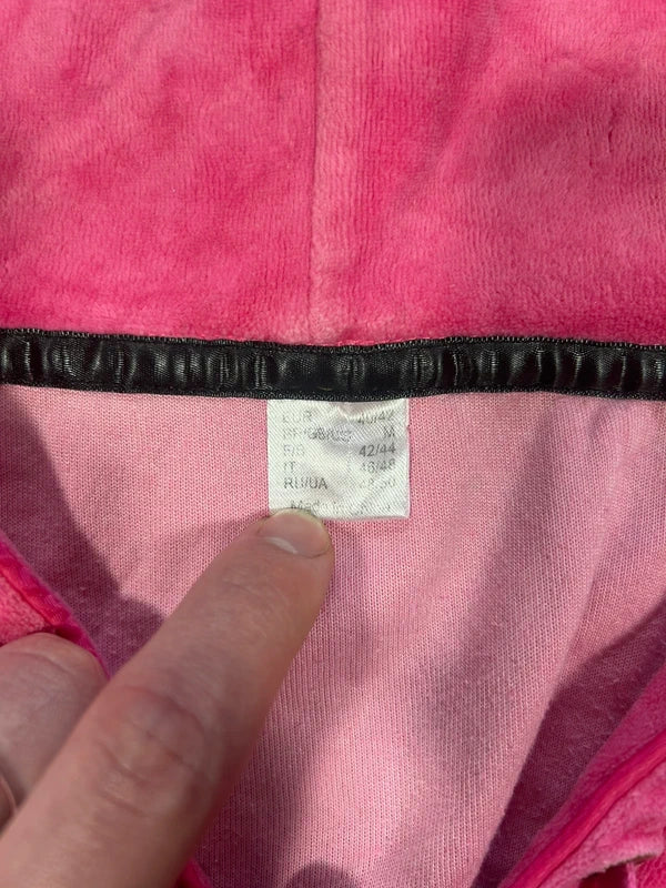 Y2k swag neon pink hoodie zip up velour woman - bluza zip z kapturem