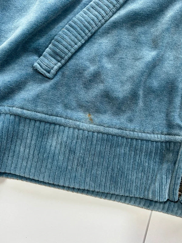 Zip up hoodie Ralph Laurent velour blue y2k - bluza zip welurowa