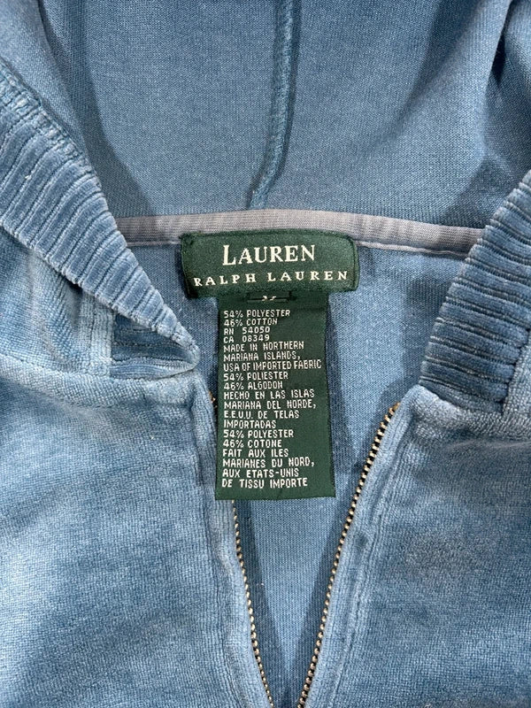 Zip up hoodie Ralph Laurent velour blue y2k - bluza zip welurowa