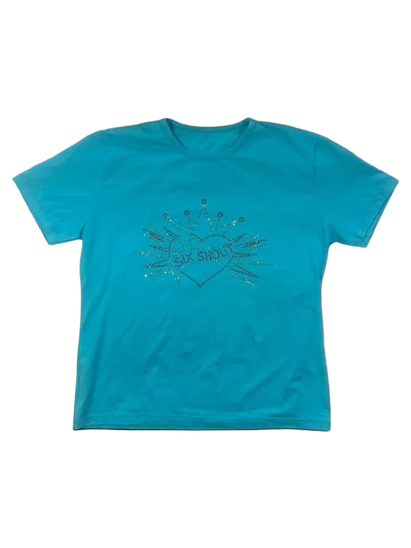Y2k baby blue tshirt with seaquins made in Italy Six shout