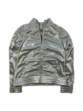 Y2k shiny silver zip up vintage champion logo - bluza/wiatrówka na suwak