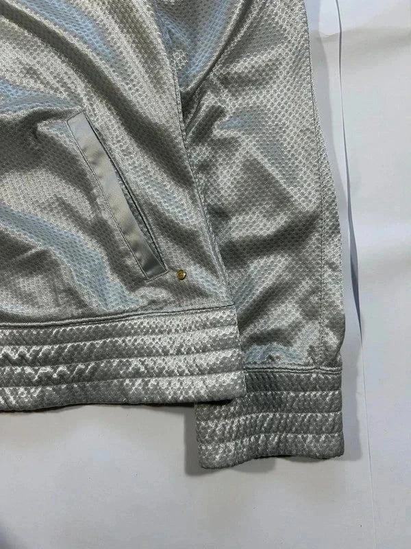 Y2k shiny silver zip up vintage champion logo - bluza/wiatrówka na suwak