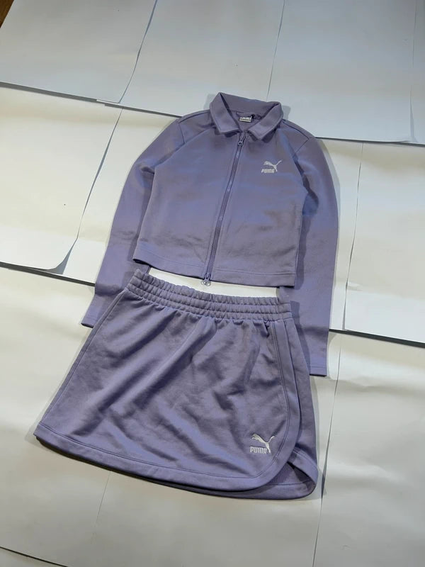 Sport tenis matching set puma pink zip up sweatshirt + skirt y2k