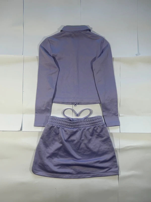 Sport tenis matching set puma pink zip up sweatshirt + skirt y2k