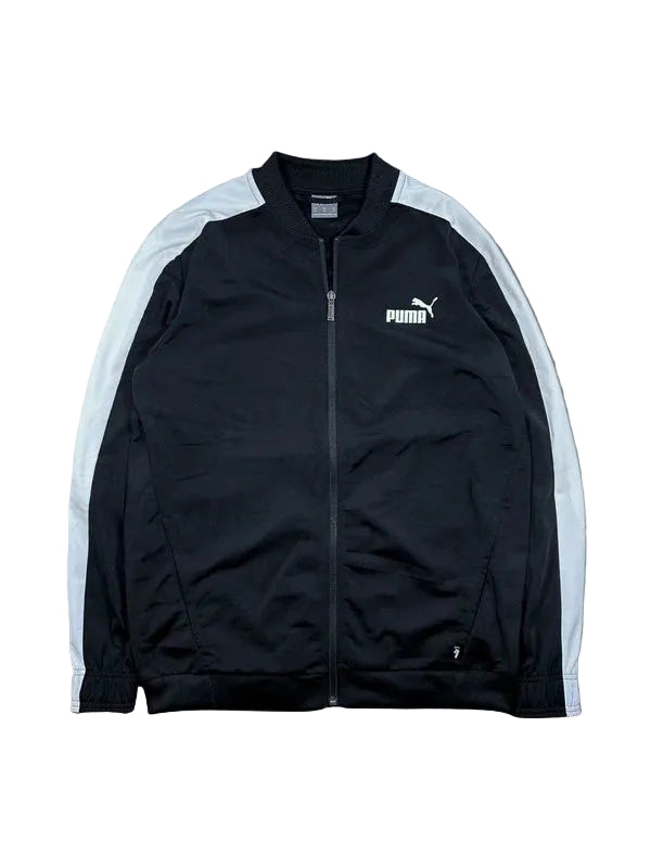 Black zip up sweathshirt puma with white stripes