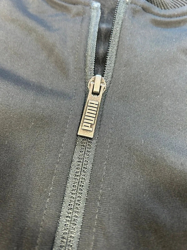 Black zip up sweathshirt puma with white stripes