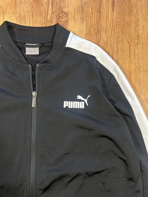 Black zip up sweathshirt puma with white stripes