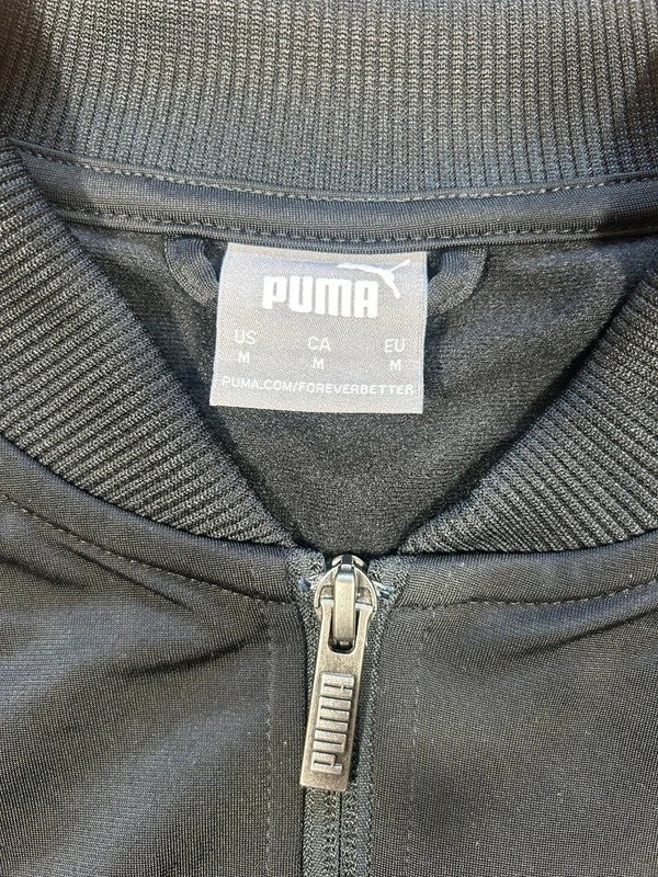Black zip up sweathshirt puma with white stripes