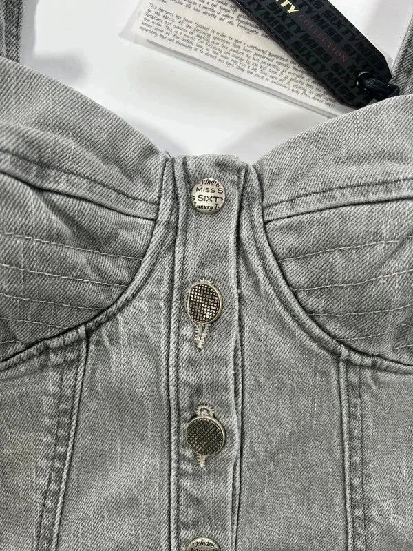 Y2k grey denim crop top Miss Sixty new with tags