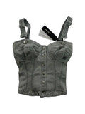 Y2k grey denim crop top Miss Sixty new with tags