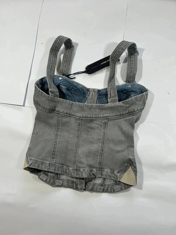 Y2k grey denim crop top Miss Sixty new with tags