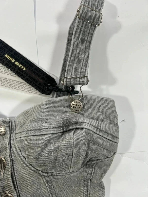 Y2k grey denim crop top Miss Sixty new with tags