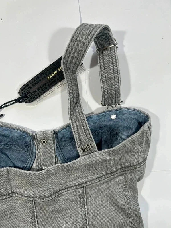 Y2k grey denim crop top Miss Sixty new with tags