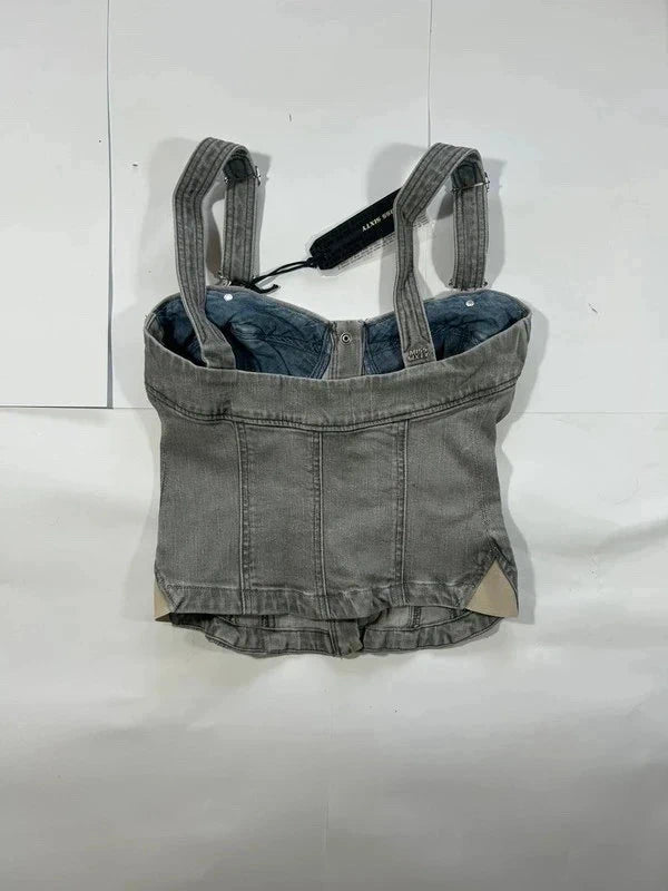 Y2k grey denim crop top Miss Sixty new with tags