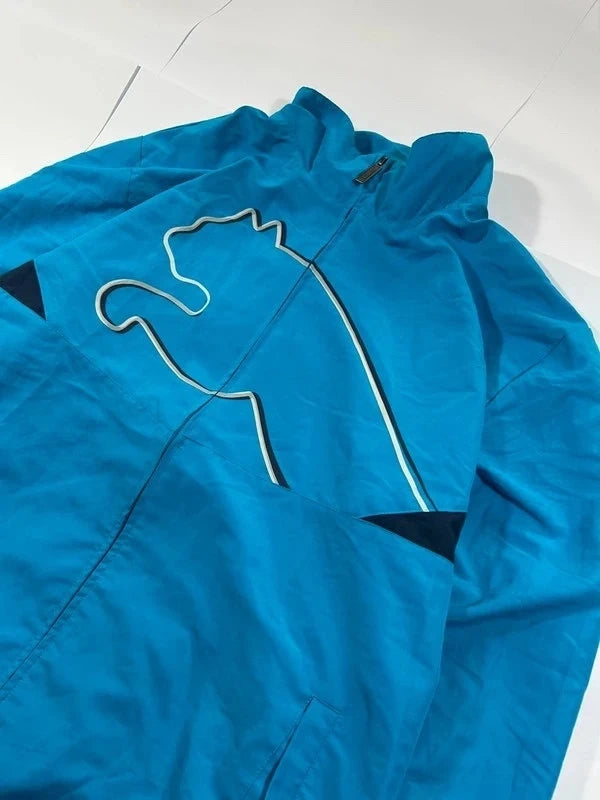 Y2k vintage sky blue windbreaker zip up puma - błękitna wiatrówka
