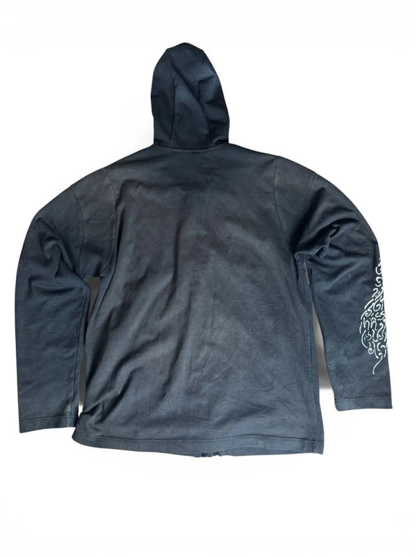 Custom Adidas Zip-up Hoodie | Handpainted | Cyber Sigilism | Y2K