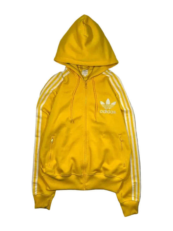 Y2k Adidas zip up hoodie 2010 white three stripes yellow - bluza adidasa z trzema pasami
