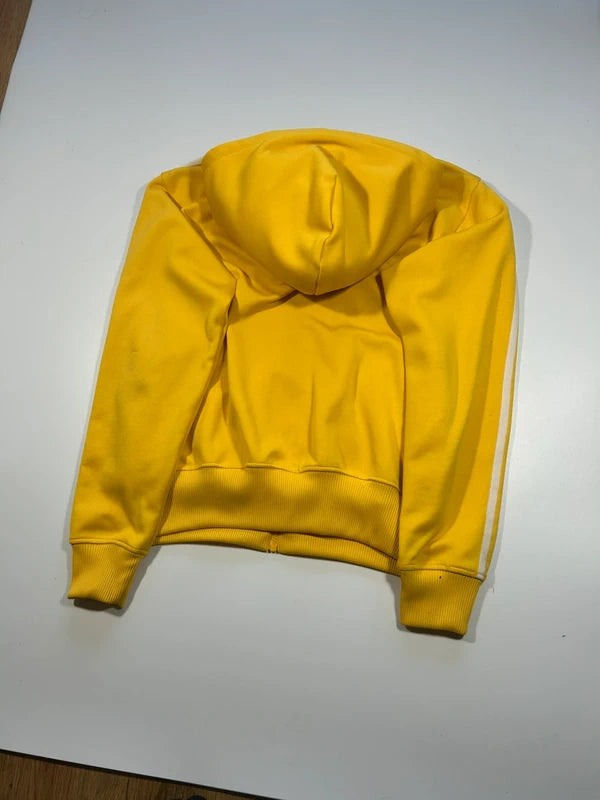 Y2k Adidas zip up hoodie 2010 white three stripes yellow - bluza adidasa z trzema pasami