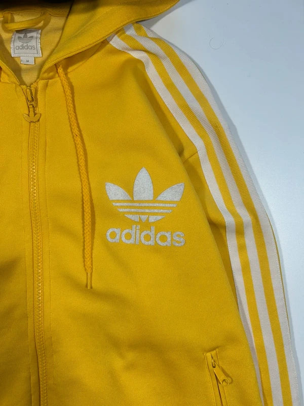 Y2k Adidas zip up hoodie 2010 white three stripes yellow - bluza adidasa z trzema pasami