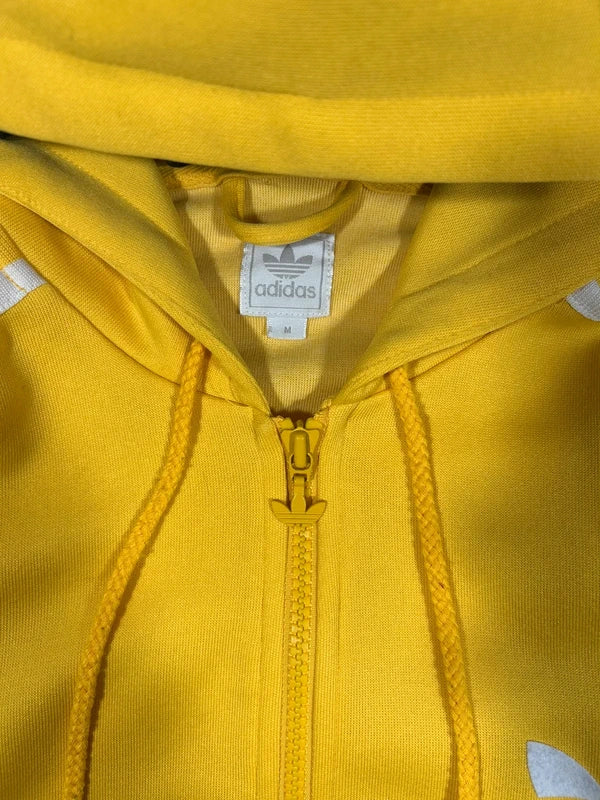 Y2k Adidas zip up hoodie 2010 white three stripes yellow - bluza adidasa z trzema pasami