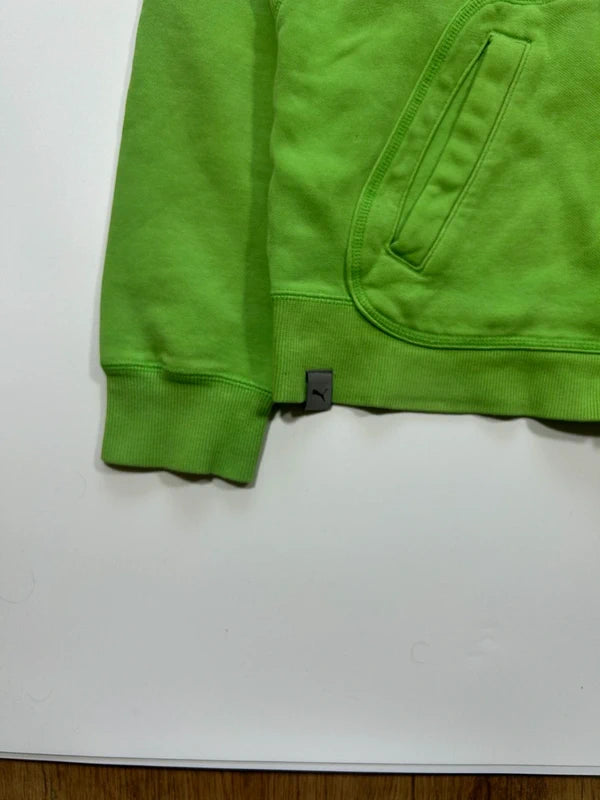 Vintage Puma Zip-up Hoodie | Neon Lime Green