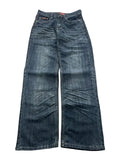 Y2k flared jeans washed dark blue denim washed with emmbroidered back pockets