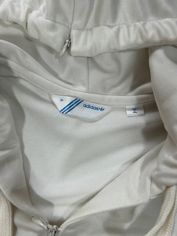 Y2k white Adidas zip up goodie with shiny three stripes 2008