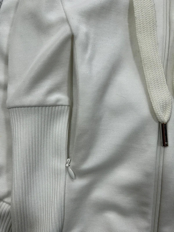Y2k white Adidas zip up goodie with shiny three stripes 2008