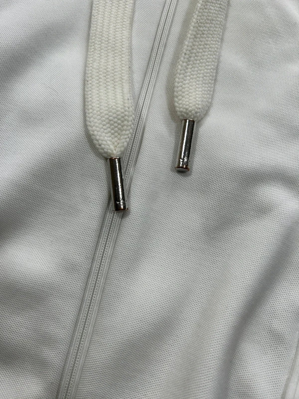 Y2k white Adidas zip up goodie with shiny three stripes 2008