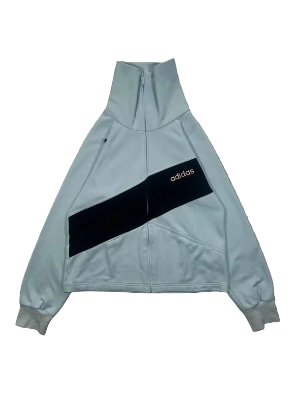 Vintage sky blue zip up sweatshirt adidas 2003 with big dark blue stripe