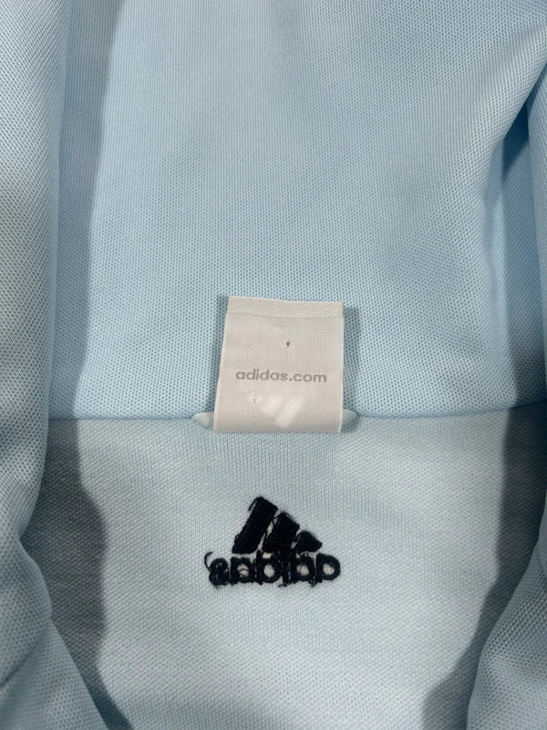 Vintage sky blue zip up sweatshirt adidas 2003 with big dark blue stripe