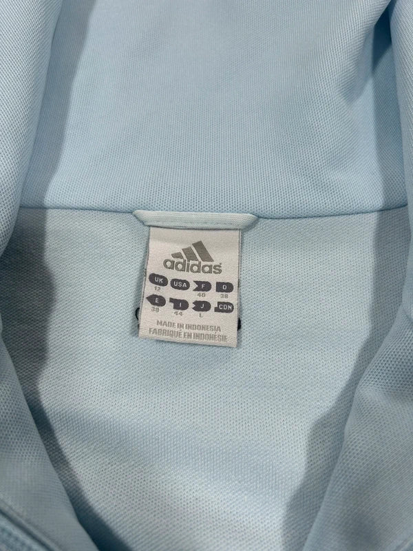 Vintage sky blue zip up sweatshirt adidas 2003 with big dark blue stripe