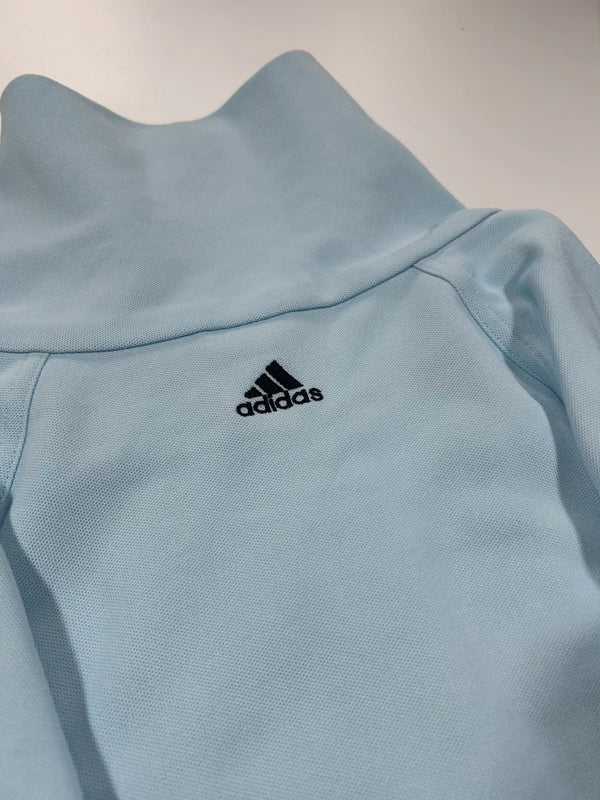 Vintage sky blue zip up sweatshirt adidas 2003 with big dark blue stripe